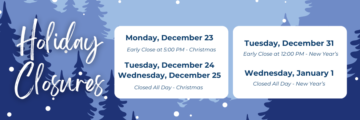 Holiday Hours that the WDM Library will be closed