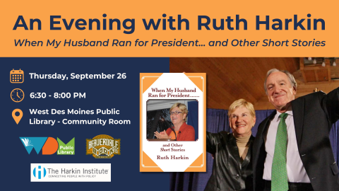 An Evening with Ruth Harkin at West Des Moines Public Library